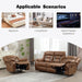 Faux Leather Recliner Sofa Furniture Set for Living Room, 2 Recliner Chairs, 3 Seat Reclining Sofa Couch Set for Meeting Room, Brown