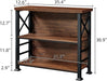 3-Tier Small Bookshelf, 35.4 Inch Short Book Shelf with Sturdy Metal Frame & Wood Shelves, Rustic Brown Industrial Bookcase for Living Room, Bedroom, Office