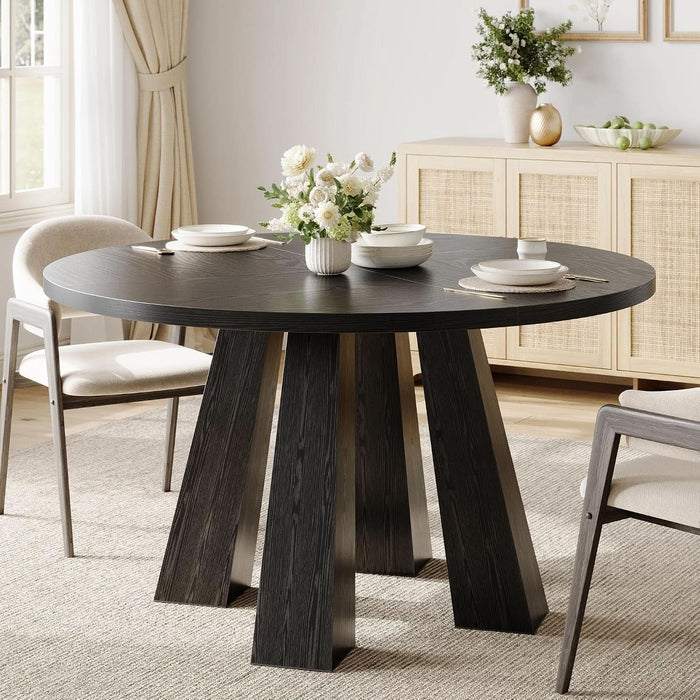 47" round Dining Table for 4-6, Farmhouse Wood Kitchen Table