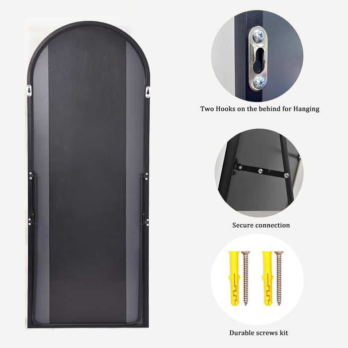 Arched Full Length Mirror, 76"X34" Large Floor Mirror, Full Body Mirrors for Leaning or Hanging, Standing Mirrors for Bedroom, Living Room,Dressing Room, Aluminum Alloy Frame, Black