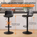 Black Bar Stools Set of 2 Adjustable Counter Height Barstools Modern PU Leather Swivel Tall Bar Chairs Upholstered Bar Stool with Back for Kitchen Island
