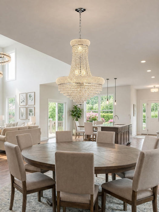 Empire Crystal Chandelier for Dining Room, 14 Light Chandelier Light Fixture for Foyer Entryway Living Room Stairway Bedroom Chrome Finish 24 Inch