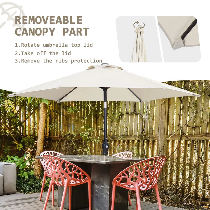 Patio Umbrella 7.5' Outdoor Umbrella W/ Tilt and Crank, Adjustable Outdoor Umbrella, White