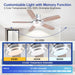 50 Inch Low Profile Ceiling Fans with Lights and Remote, Modern Brushed Nickel Flush Mount Ceiling Fan, 3CCT, Dimmable, Quiet DC Reversible Motor, for Bedroom Living Room Indoor/Outdoor Use