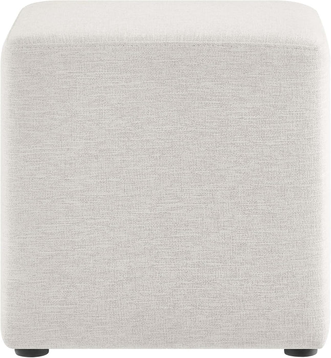 Callum 17 Inch Square Ottoman in Ivory Fabric - Woven Heathered Fabric - Upholstered Ottoman for Living Room, Ottoman Side Table, Vanity Seat - Accent Table or Footrest Ottoman