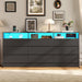 Drawer Dresser for Bedroom with Power Outlet, Black Dressers with LED Light,Dresser Chest of Drawers for Closet,Wood Dressers Organizer Cabinet (Black 9 Drawers)