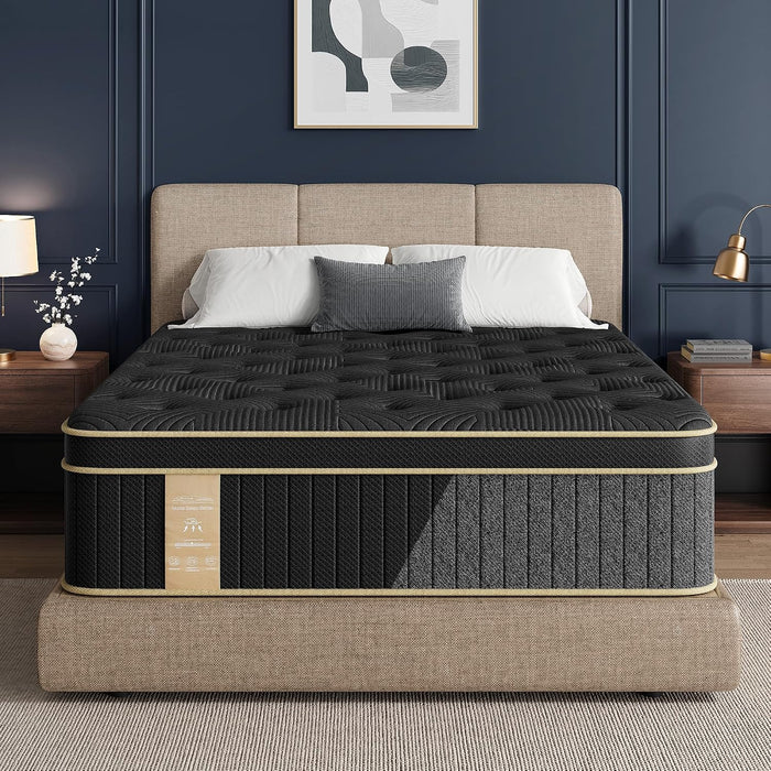 Queen Mattress, 12 Inch Hybrid Mattress Queen Size in a Box, Medium Firm