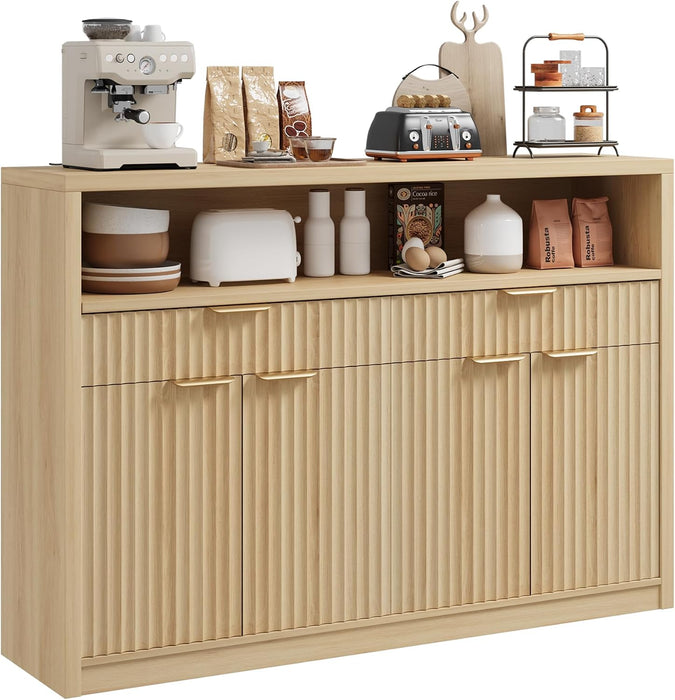 51" Buffet Sideboard Cabinet, Modern Hutch Storage Cabinets Natural