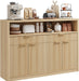 51" Buffet Sideboard Cabinet, Modern Hutch Storage Cabinets Natural