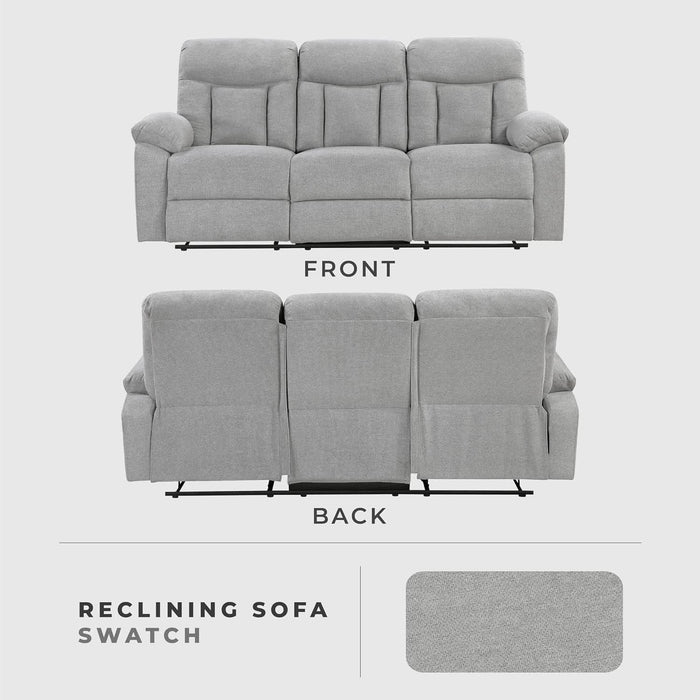 Mnul Double Recliner Couch for Living Room, Chenille Fbric Upholstered Reclining Sof, Home Theter Seting, Esy ssembly, Recliner Couch, Gry