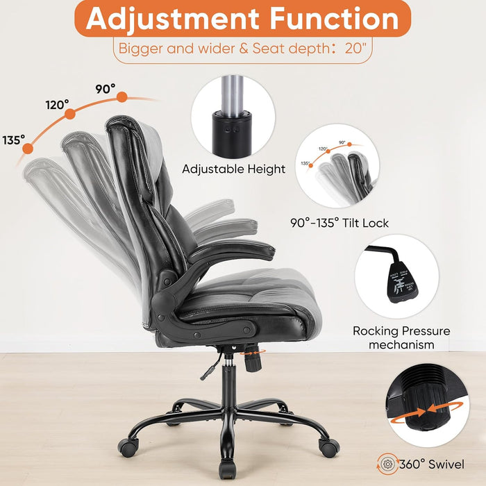 Computer Desk Chair, Lumbar Support Video Game Chair PU Leather