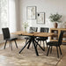 Extendable Dining Table Set for 6, Oak Table with 6 PU Black Chairs