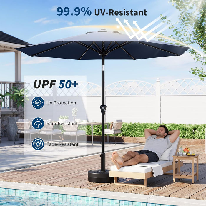 10FT Umbrella Outdoor Patio, Backyard Umbrella with 8 Sturdy Ribs, Push Button Tilt and Crank, Waterproof UV Protection for Garden, Table, Pool, Market