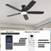 52 Inch Brown Modern Ceiling Fans with Lights, Low Profile Ceiling Fan with Remote/App Control, DC Reversible Motor, Dimmable LED Ceiling Fans for Bedroom,Indoor/Outdoor