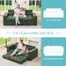 Green ThreeSeater Chenille Sofa With Tufted Upholstery