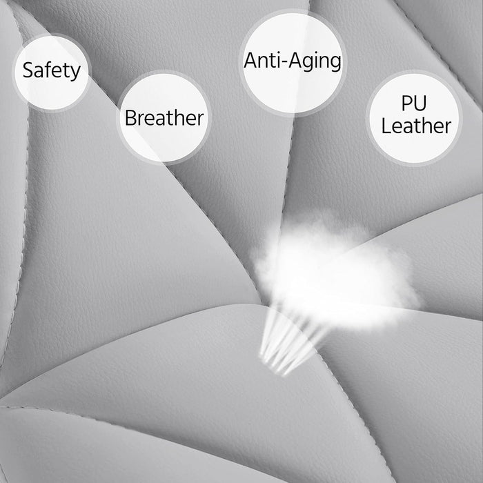 Bar Stools Set of 2, PU Leather Swivel Adjustable Barstools with Shell Back, Bar Chairs with Foma Padded for Home, Kitchen, Light Grey