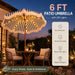 Fringe Patio Umbrella with Solar Powered String Lights, Boho Patio Umbrella for Outdoor, Garden, Deck, Pool, Push Button Tilt Pole
