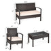 4 Pieces Patio Rattan Conversation Set with Loveseat Sofas and Coffee Table