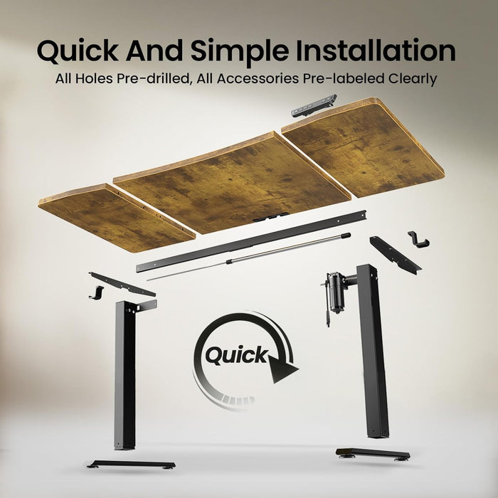 63Inches Electric Standing Desk Brown Walnut Finish