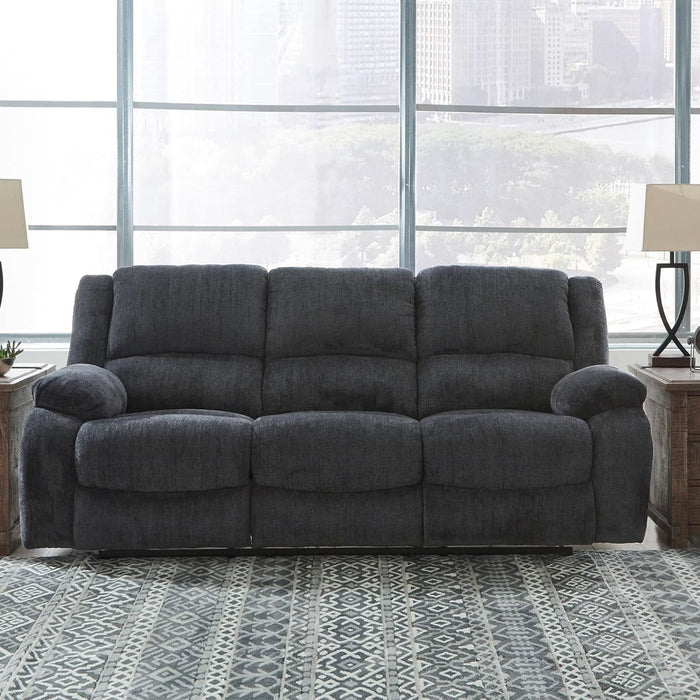 Draycoll Contemporary Manual Pull Tab Reclining Sofa, Dark Gray
