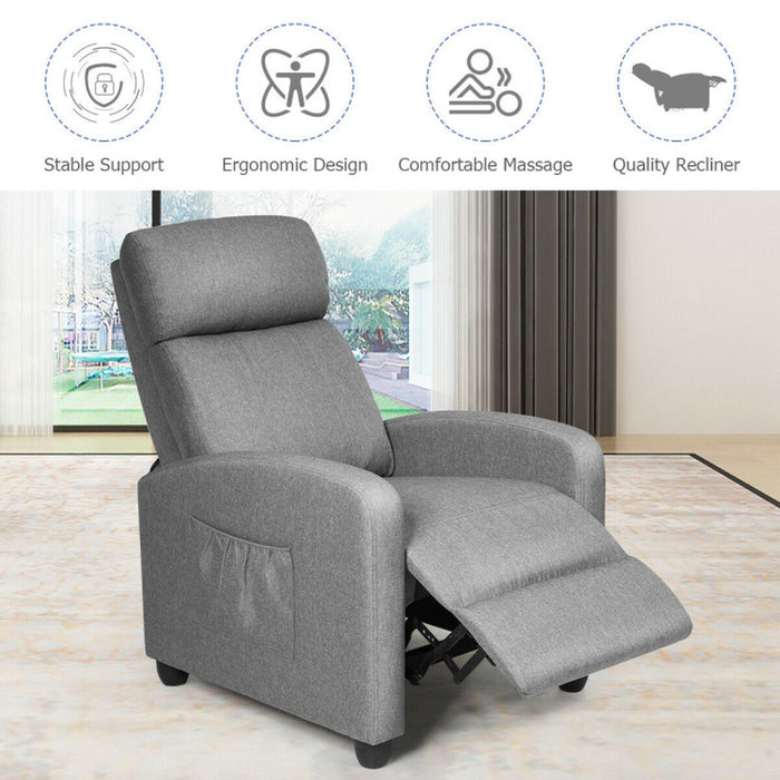 Recliner Massage Wingback Single Chair with Side Pocket