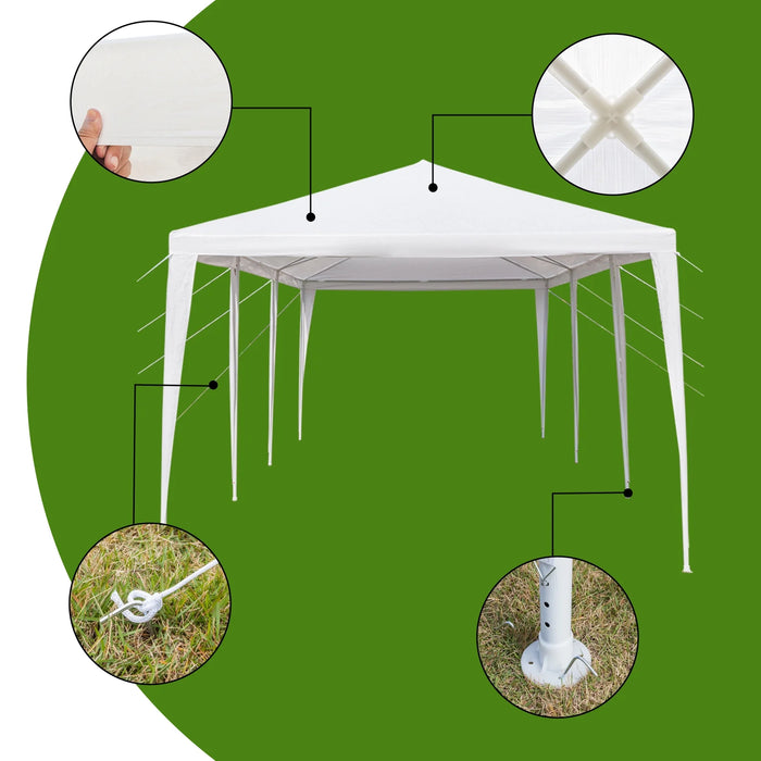 10'X30' Upgraded W/ No Side Gazebo Canopy Outdoor Party Wedding Tent White