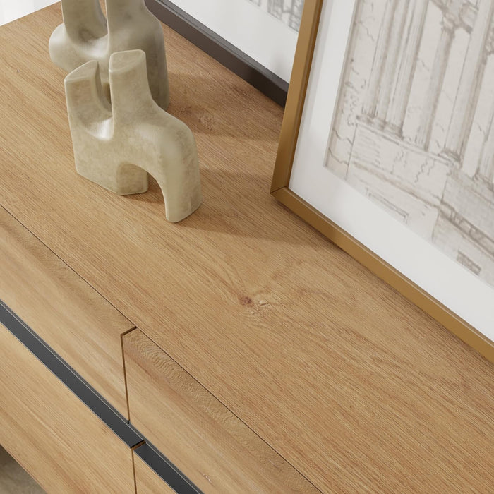 Modern TV Stand for 110 Inch Tvs, 3 in 1 Entertainment Center with Storage Cabinets and Metal Base, Media Console for Living Room, Oak