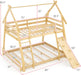 TwoTier Overhead Queen SolidWood Bunk Bed ClimbingNets