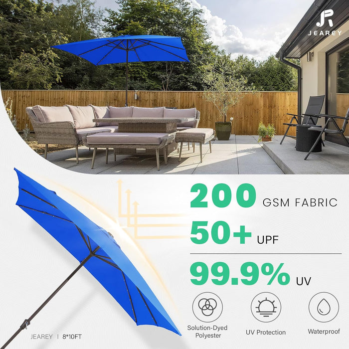 8X10' Rectangle LED Lighted Umbrella Patio Umbrella Outdoor W/Crank