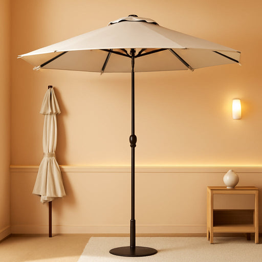 9Ft 2-Tiers Patio Umbrella,Outdoor Market Table Umbrella with Push-Button Tilt & Crank | UV Protection,Suit for Backyard,Garden,Pool,Deck(Beige)