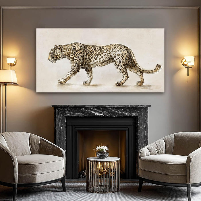 Leopard Canvas Wall Art, Neutral Textured Big Cat Art Prints, Modern Wildlife Wall Decor for Living Room Bedroom Office 20X40 Inch