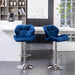 Breni Velvet Diamond Tufted Swivel Adjustable Height Barstools, Set of 2, Blue