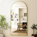71"X30" Arched Full Length Mirror Free Standing Leaning Hanging Mounted Mirrors Aluminum Frame Modern Simple Home Decor for Living Room Bedroom Cloakroom, Gold
