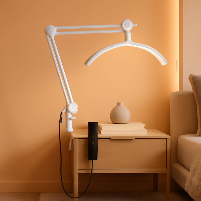 3000 Lm Adjustable LED Half Moon Light with Clamp & Task Lamp - Bright, Dimmable Lighting for Office, Crafts, Nails &Salon, Remote Control (Cct，White)