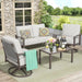 4 Piece Rope Back Patio Furniture Set, 2 Swivel Rockers