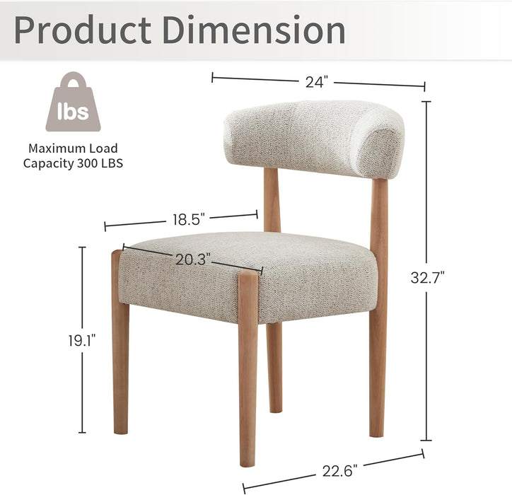 Wooden Dining Chairs Set of 4 with Rubberwood Legs, Curved Backrest