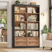 71" Tall Bookshelf with 4 Drawers Large Bookshelf Office Bookcase | 6-Tier Double Wide Bookshelves and Bookcases with Storage, Tall Bookshelf Standing Book Cabinet for Home Office, Brown/Black