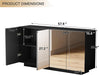 Buffet Cabinet Mirror with Storage Black Sideboard with Storage Coffee Bar with Lights & Charging Station Kitchen LED 57.87'' Buffet Cabinet with Mirror Doors for Bedroom, Living Room