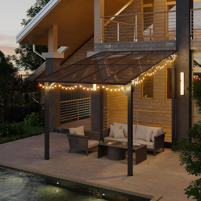 10’X 8’ Gazebo for Patio on Clearance,Hard Top Lean to Gazebo Pergola with UV Protection Roof,Large Wall-Mounted Heavy Duty Awnings for Patio, Decks, Backyard and More
