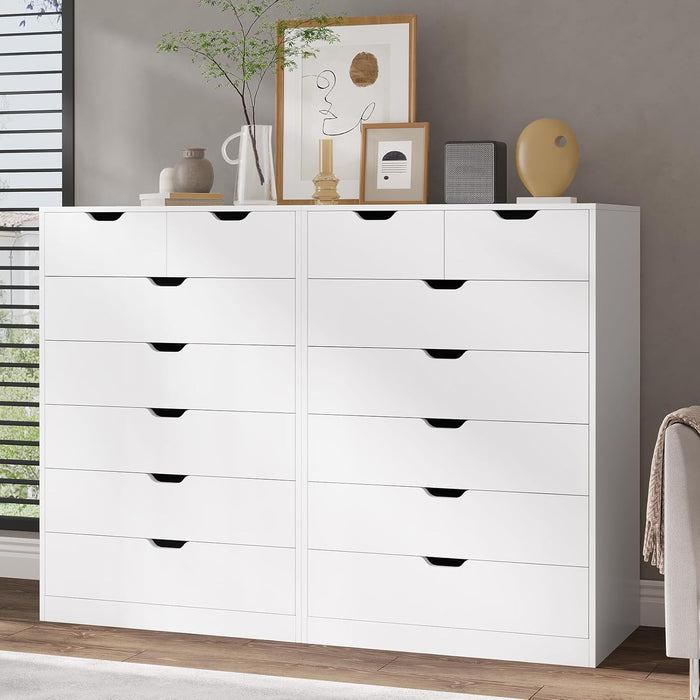 Tall 7 Drawer Dresser, White Modern Chest of Drawers for Bedroom,Closet Dressers with Drawers for Living Room, Entryway, Hallway