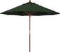 9' round Hardwood Frame Market Umbrella, Stainless Steel Hardware, Push Open