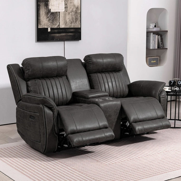 Zero Gravity Power Reclining Loveseat with Console, Reclining Loveseat with Adjustable Headrest, Power Loveseat Recliner Sofa with USB & Type-C Ports for Living Room (Badlands Charcoal)