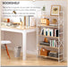 Extra Wide 5 Tiers No Assembly Book Shelves, 51.2" H Folding Bookshelf Bookcase Open Industrial Foldable Shelves for Bedroom, Living Room, Home Office - Natural White