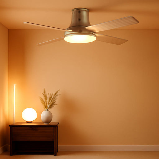 Ceiling Fans with Lights, 12 Speeds & 3 Fan Modes, Quiet DC Motor, Low Profile Easy to Install, Flush Mount Smart Ceiling Fan with Dimmable LED, 12H Timer for Bedroom, Remote, Silver, 44''