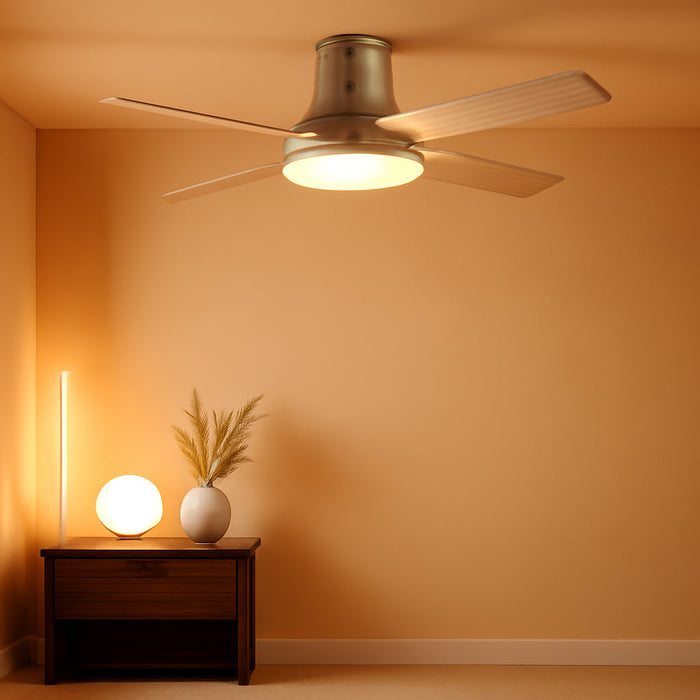 Ceiling Fans with Lights, 12 Speeds & 3 Fan Modes, Quiet DC Motor, Low Profile Easy to Install, Flush Mount Smart Ceiling Fan with Dimmable LED, 12H Timer for Bedroom, Remote, Silver, 44''