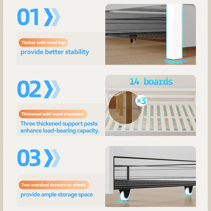 Twin Over Twin Bunk Bed With DetachableGuardrailSystem