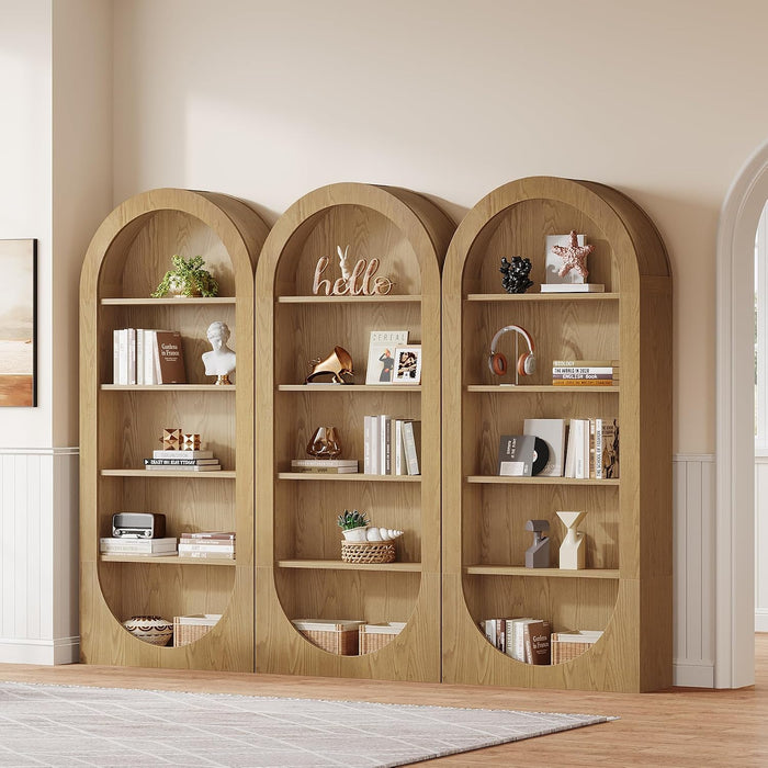 Tribesigns 70.9" Tall Bookshelf, 5-Tier Arched Bookcase with Open Shelves, Wooden Free-Standing Display Shelves with Storage for Living Room, Home Office, Bedroom