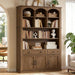 73.2" Tall Farmhouse Arched Bookshelf with Drawer and Door, 6 Tier