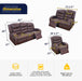 Grayson 3 Piece Living Room Recliner Set Include Love Seat, Sofa and Chair, Brown