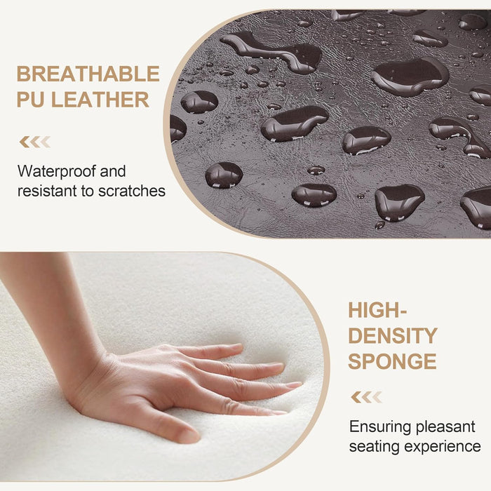 Dining Chairs Set of 6, Upholstered PU Leather Wood Legs High Back for Kitchen Living Room, Coffee